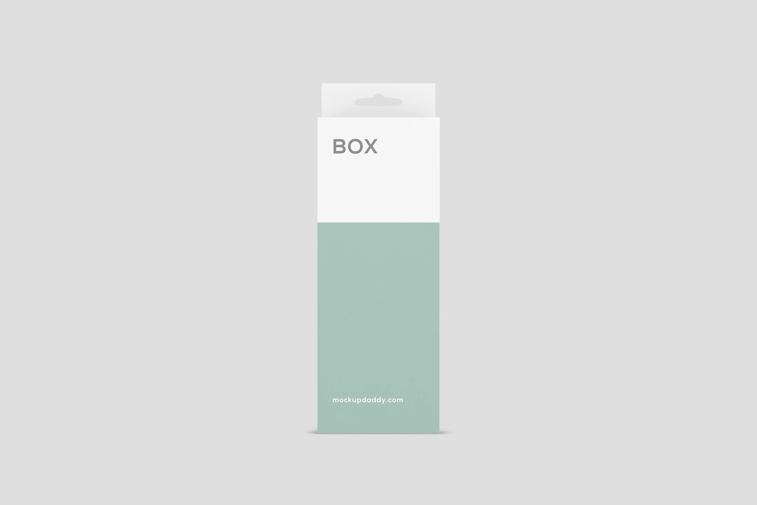 Vertical-Hanger-Box-Mockup-Front-View in white and green color.