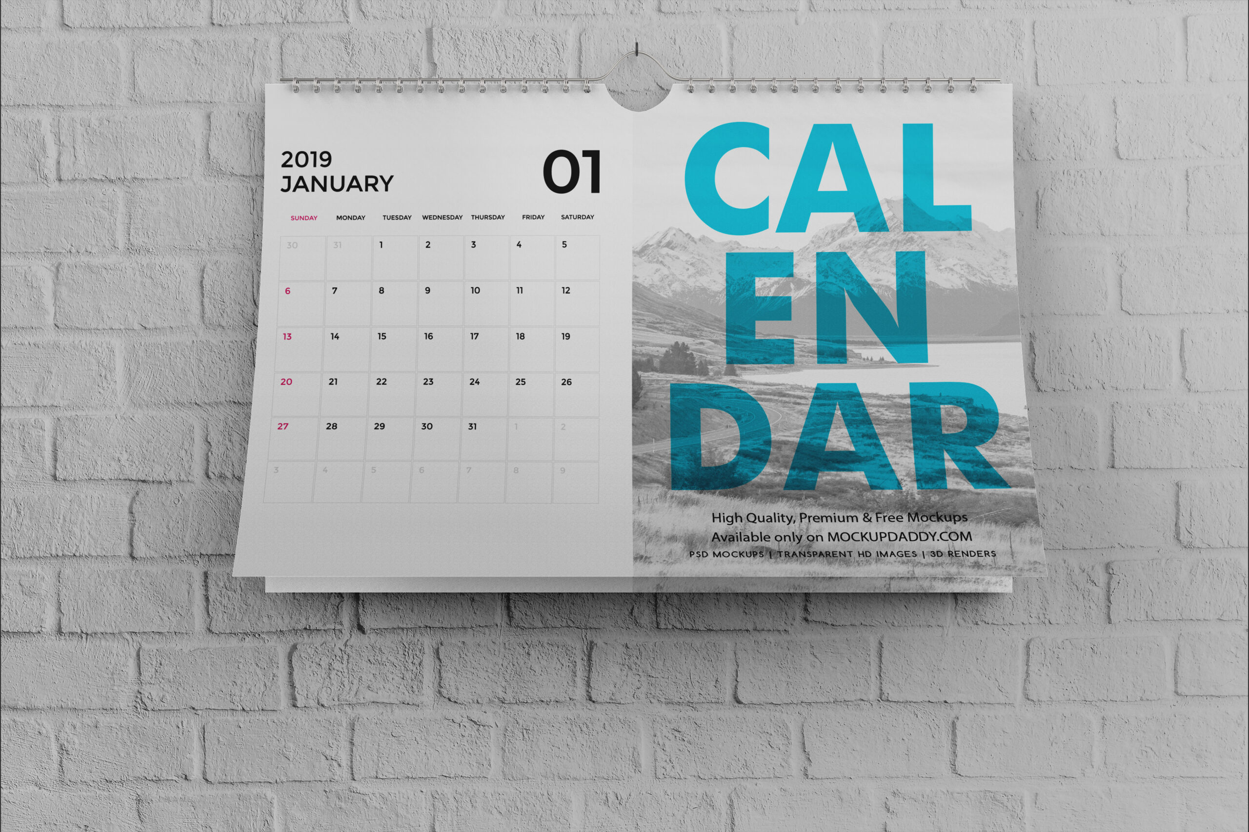 Free Calendar Mockup - Mockup Daddy