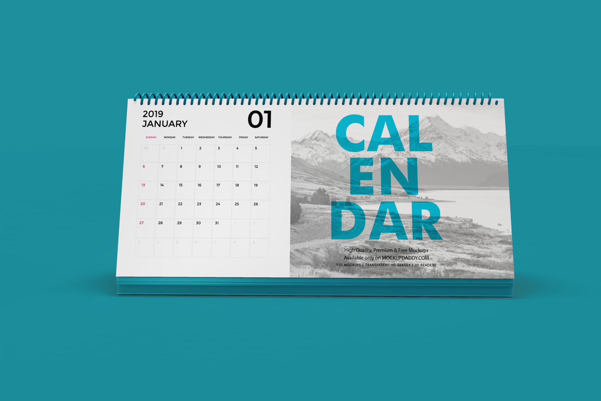 Spiral Desk Calendar Mockup 4K Mockup Daddy