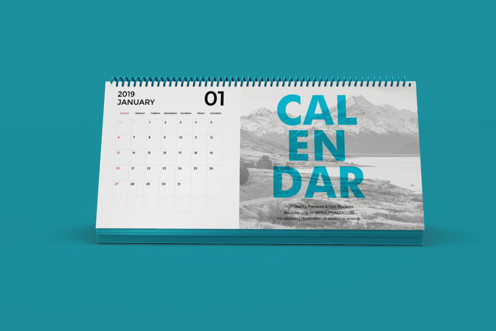 Spiral Desk Calendar Mockup 4K Mockup Daddy