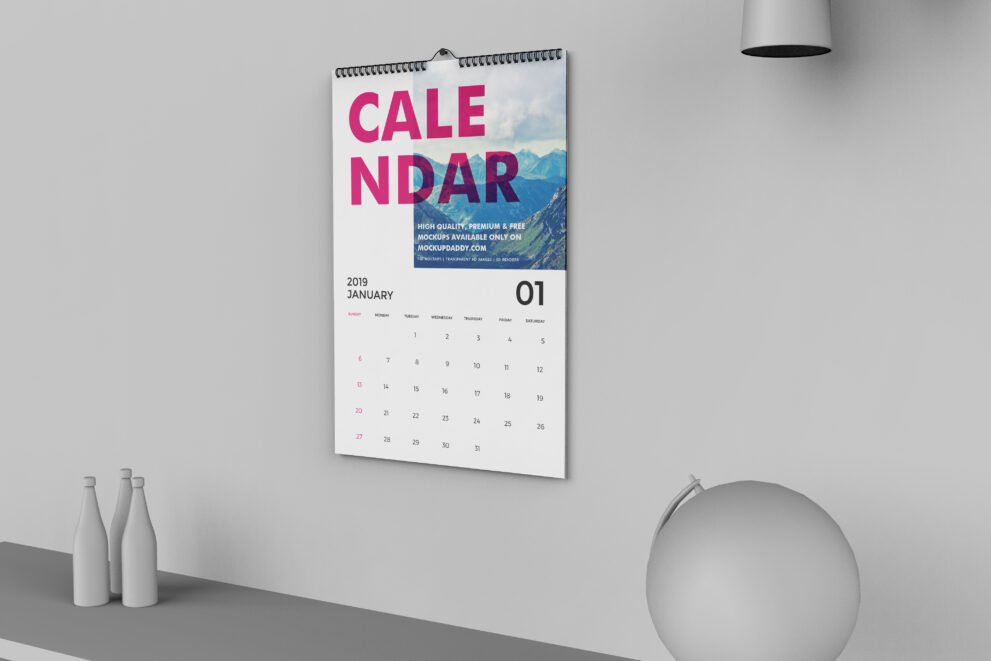 Wall Calendar Mockup Free - Mockup Daddy