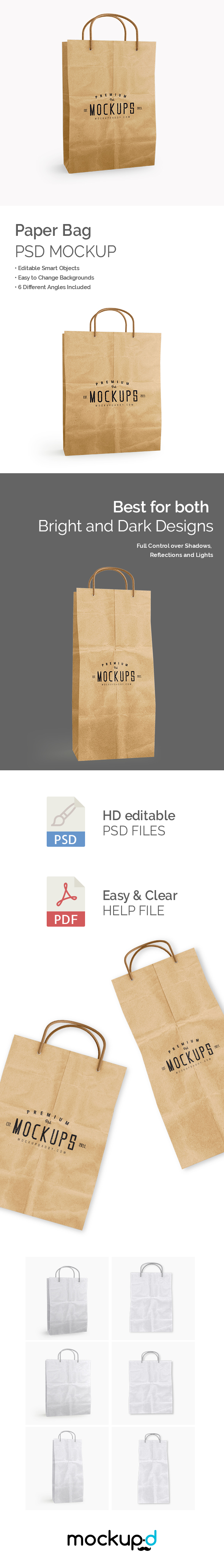 Brown Paper Bag Mockup with customizable option .