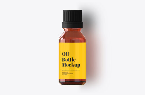 Amber Mini Oil Bottle Mockup Top