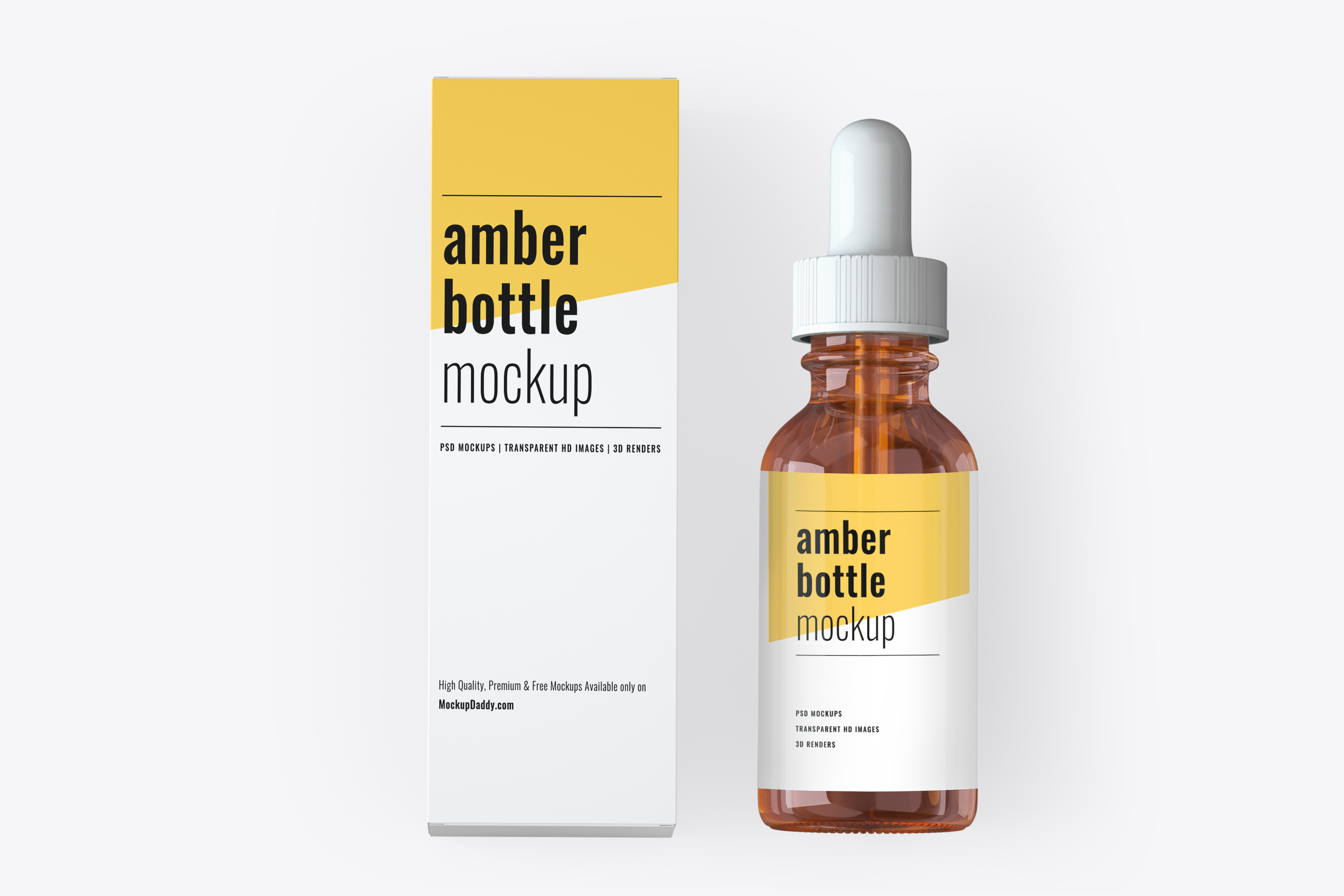 Amber Glass Bottle With Box Mockup Mockup Daddy