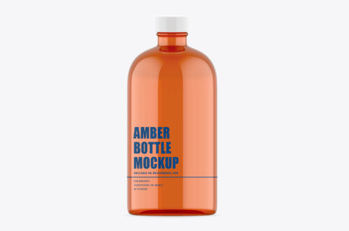 Pharma Amber Bottle Mockup Clear Label