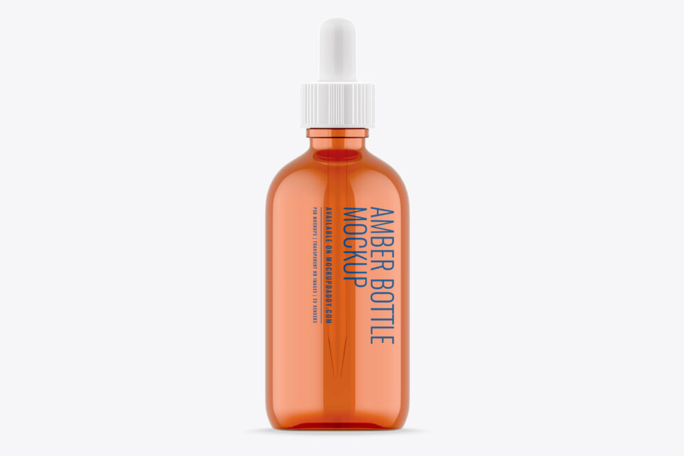 Premium Dropper Bottle Mockup Clear Label