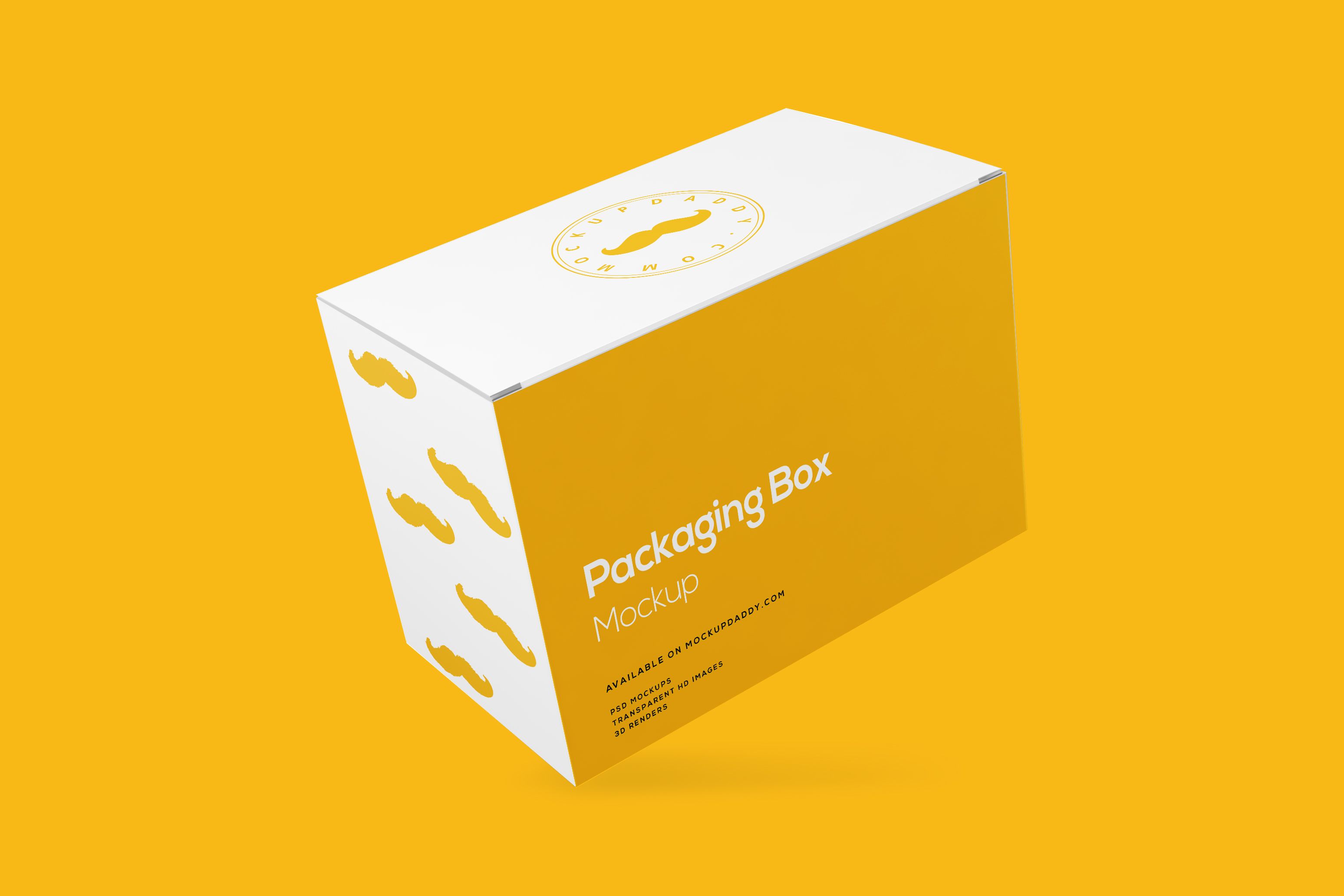 Floating Rectangle Packaging Box Mockup in orange and white color. 