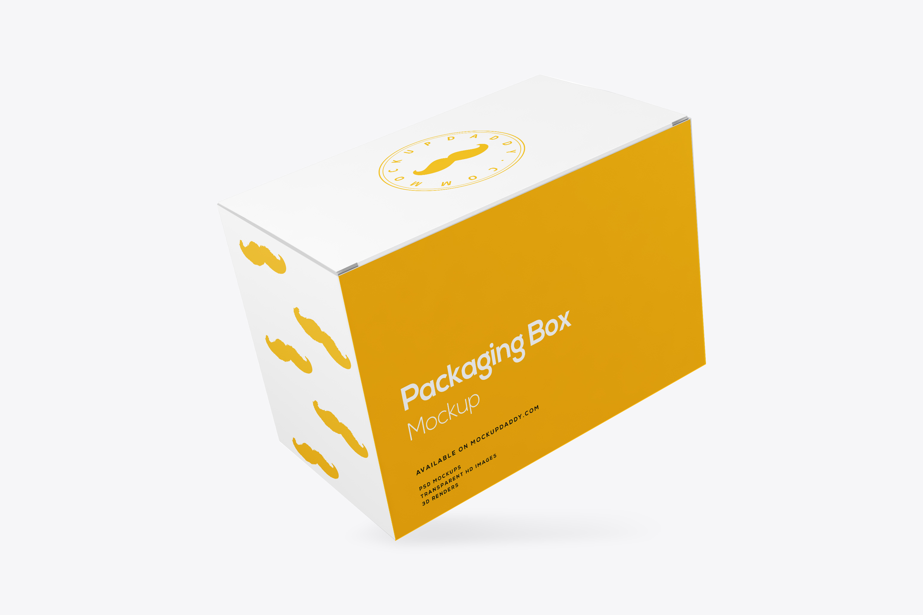 Rectangle Packaging Box PSD Mockup in orange and white color.