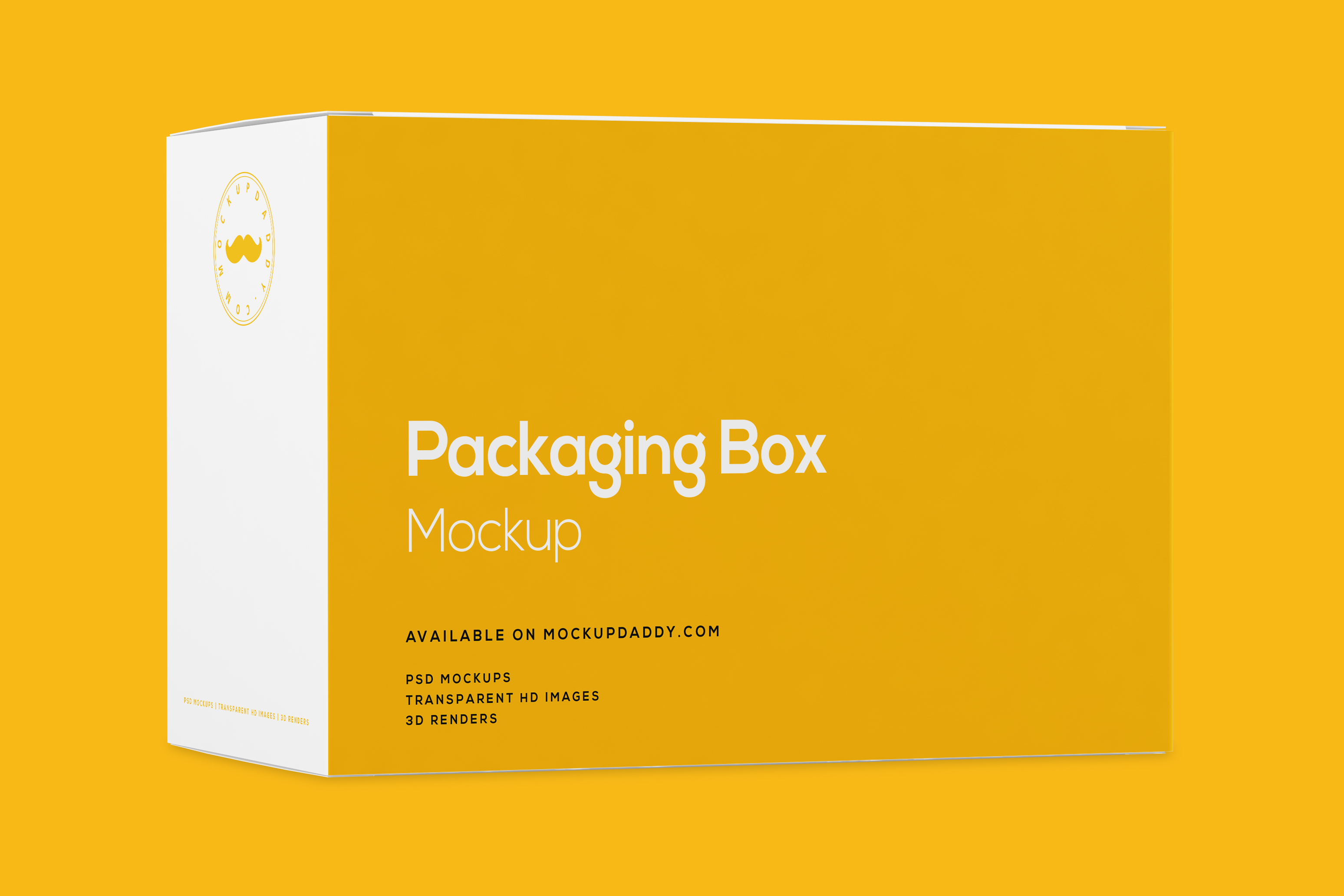 Rectangle Packaging Box Mockup from the front side and right side.