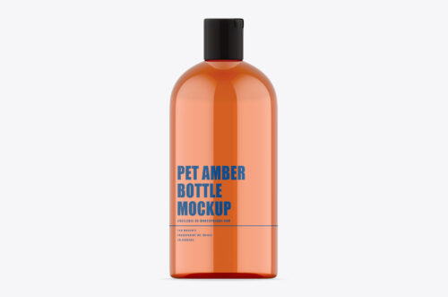Regular Amber Oil Bottle Mockup Clear Label