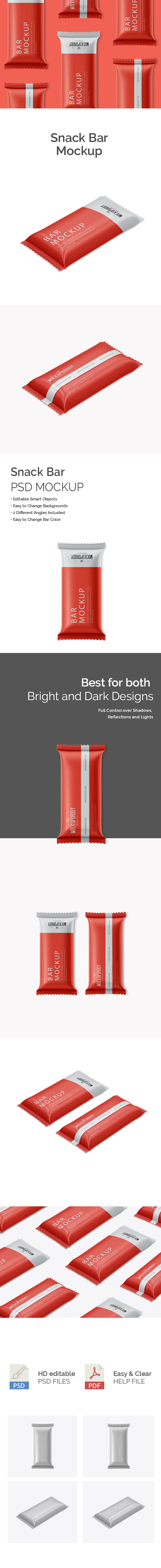 Snack Bar Mockup with customizable option and in red color.