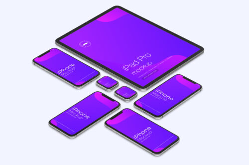 Apple Devices Isometric Mockup for UI