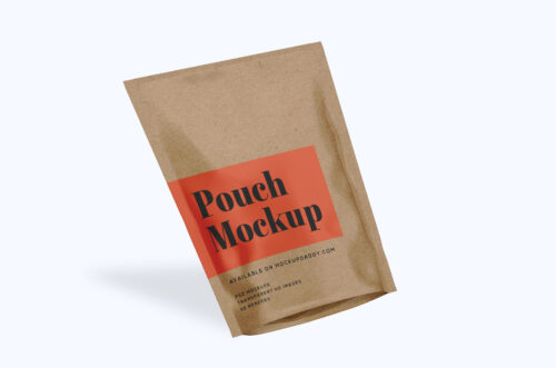 Medium Craft Paper Pouch Mockup Tilted