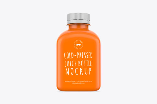 Mini Juice Bottle Mockup Front Transparent