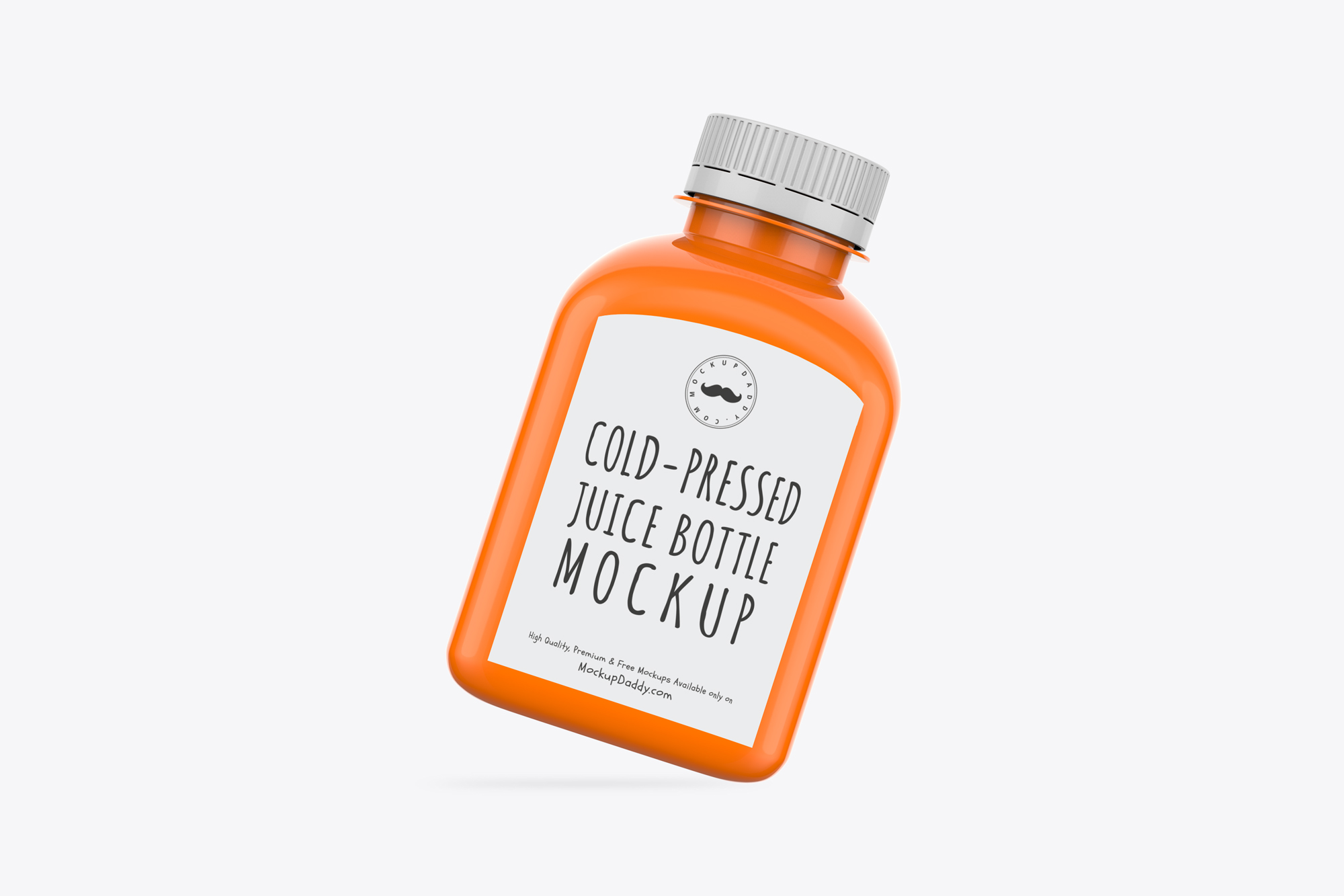 Mini Juice Bottle Psd Mockup with white label and cap.