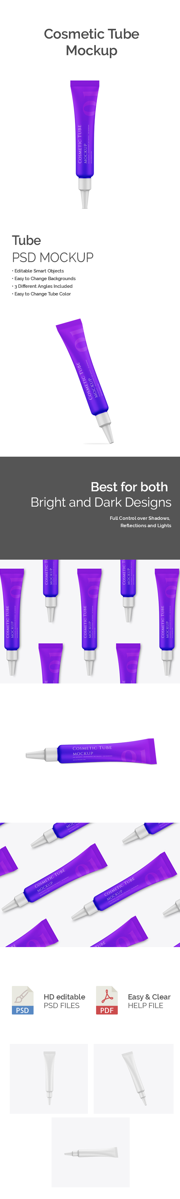 Blue cosmetic packaging Tube Psd Mockup with white cap.