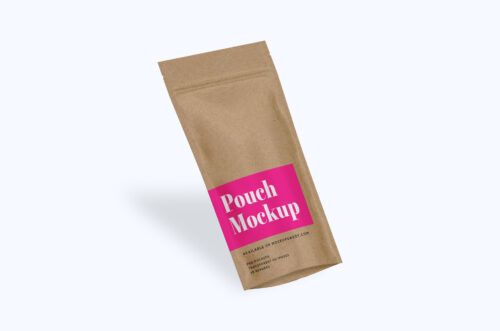 Tall Craft Paper Pouch Mockup Tilted