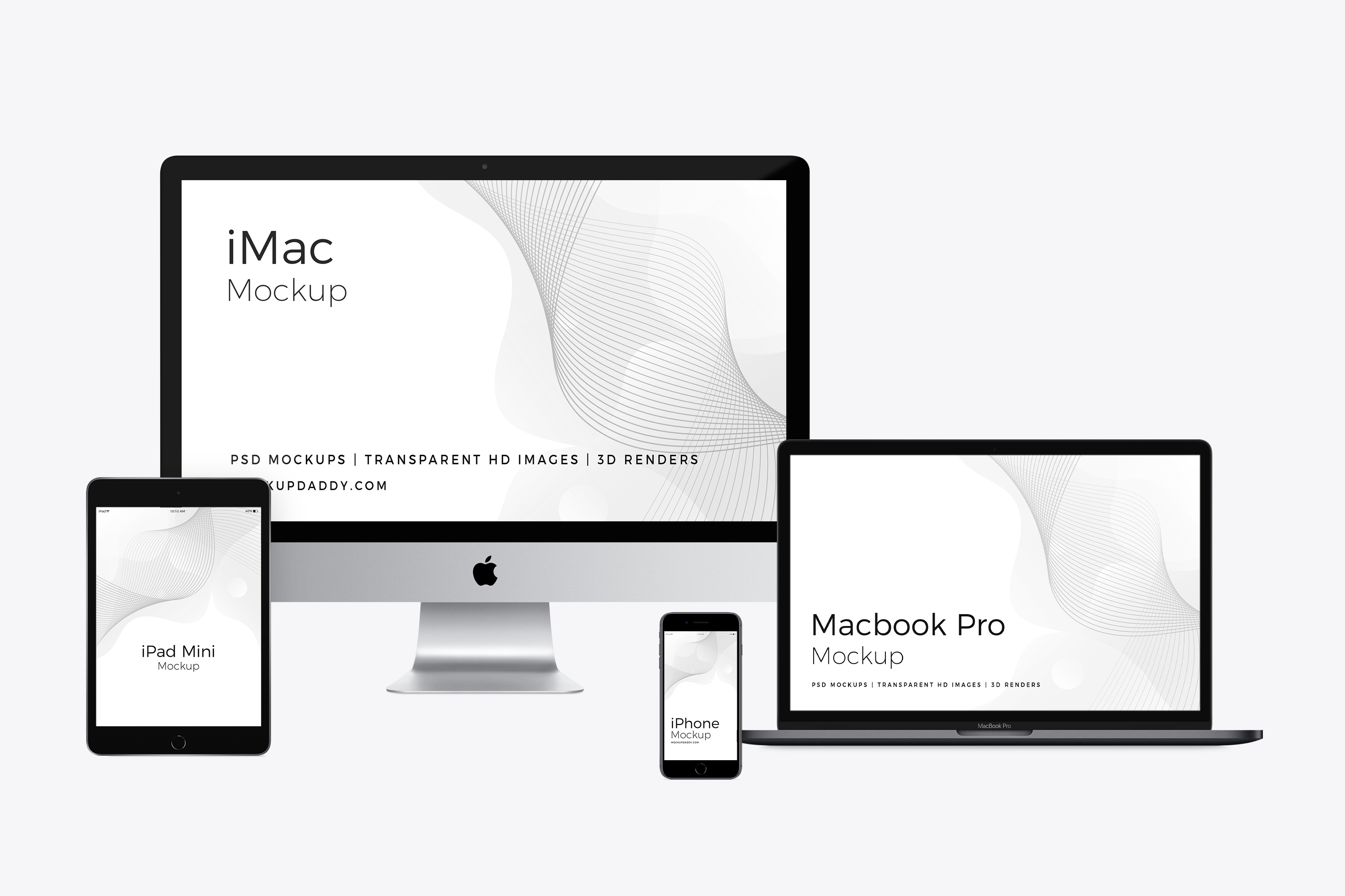 ipad Mini, imac and Macbook Pro Mockup