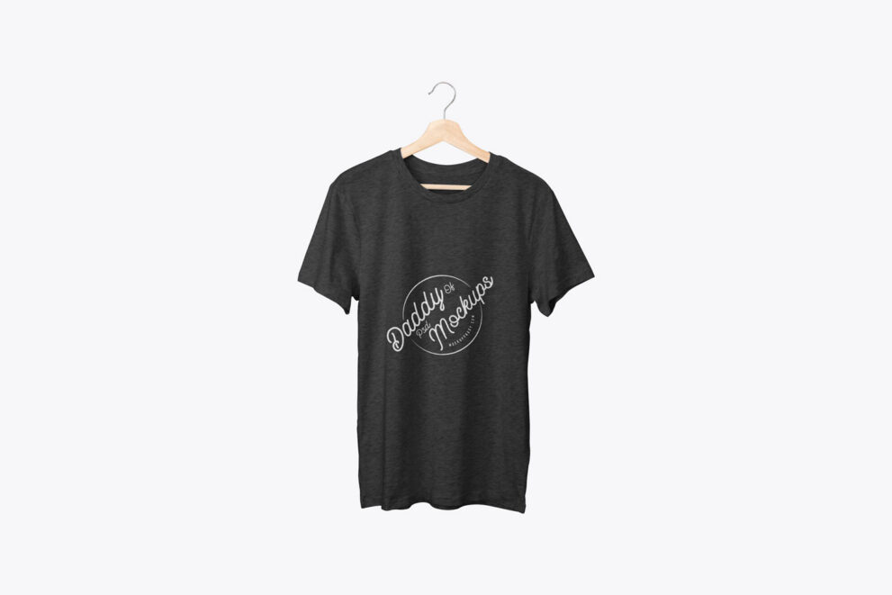 Black T-shirt on Hanger Psd Mockup