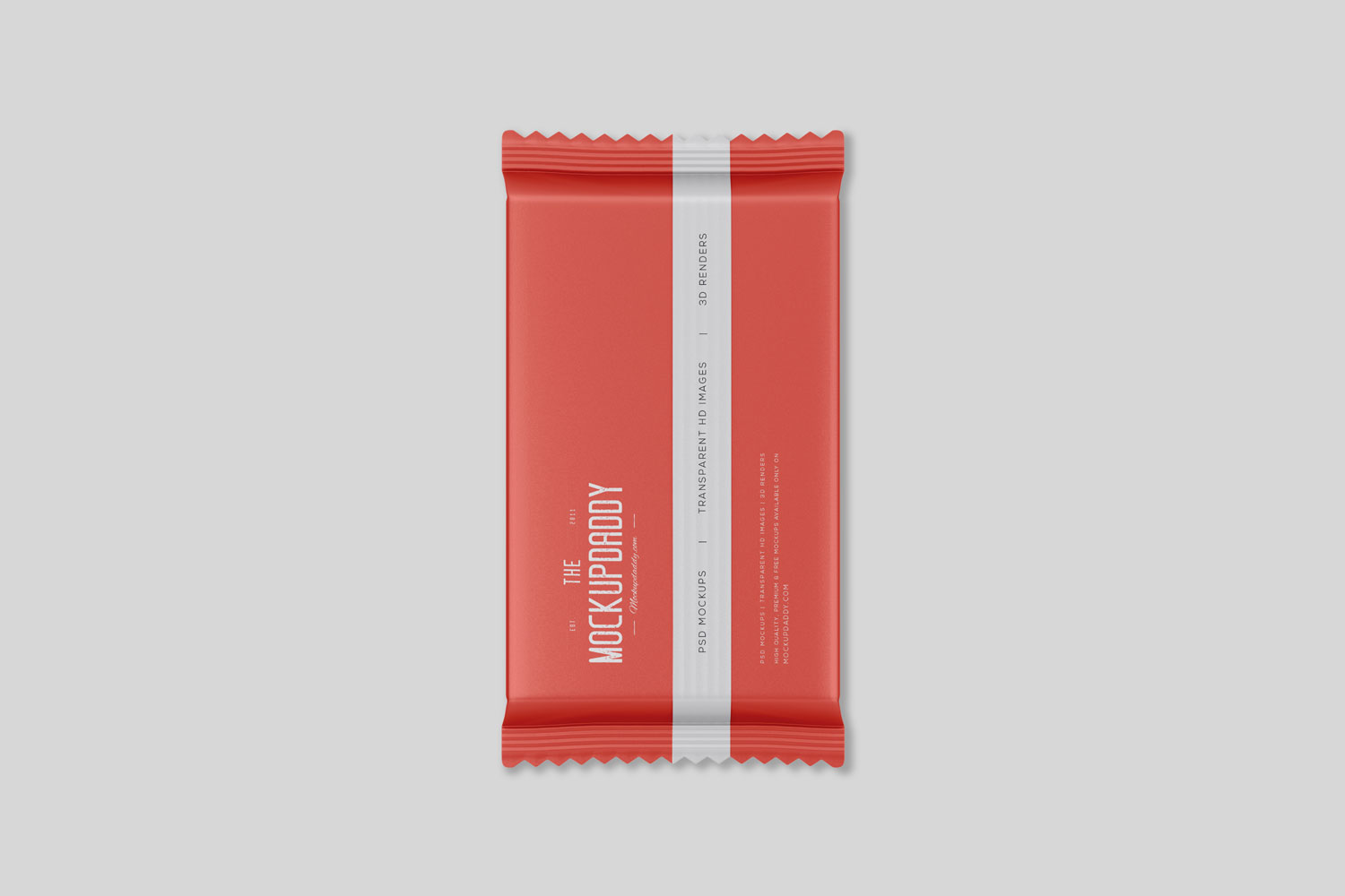  Chocolate Wrapper Mockup from the back side in red color.