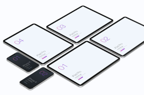 Isometric Apple Devices Psd Mockup