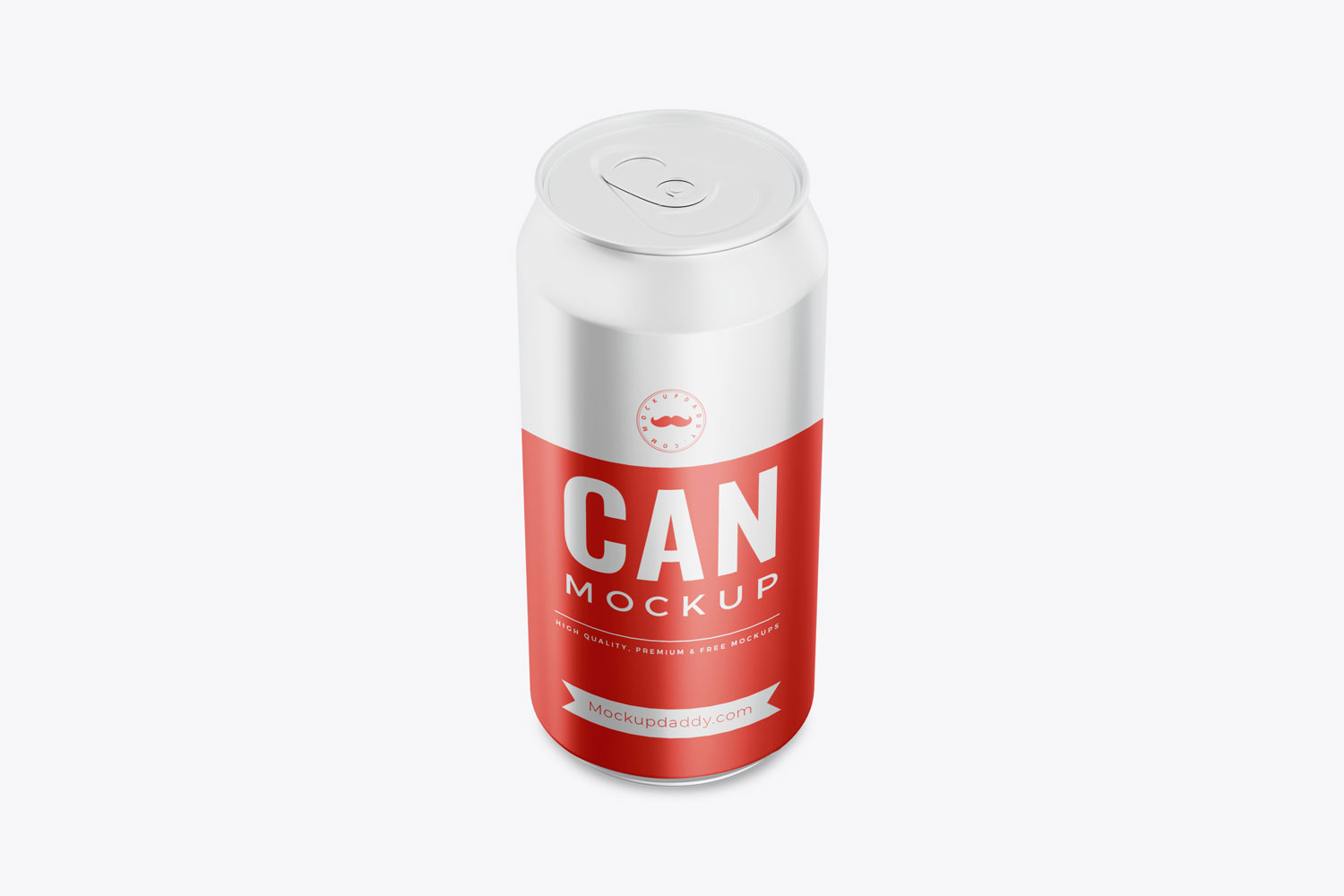 Red and white Large Can Psd Mockup From the upper side.