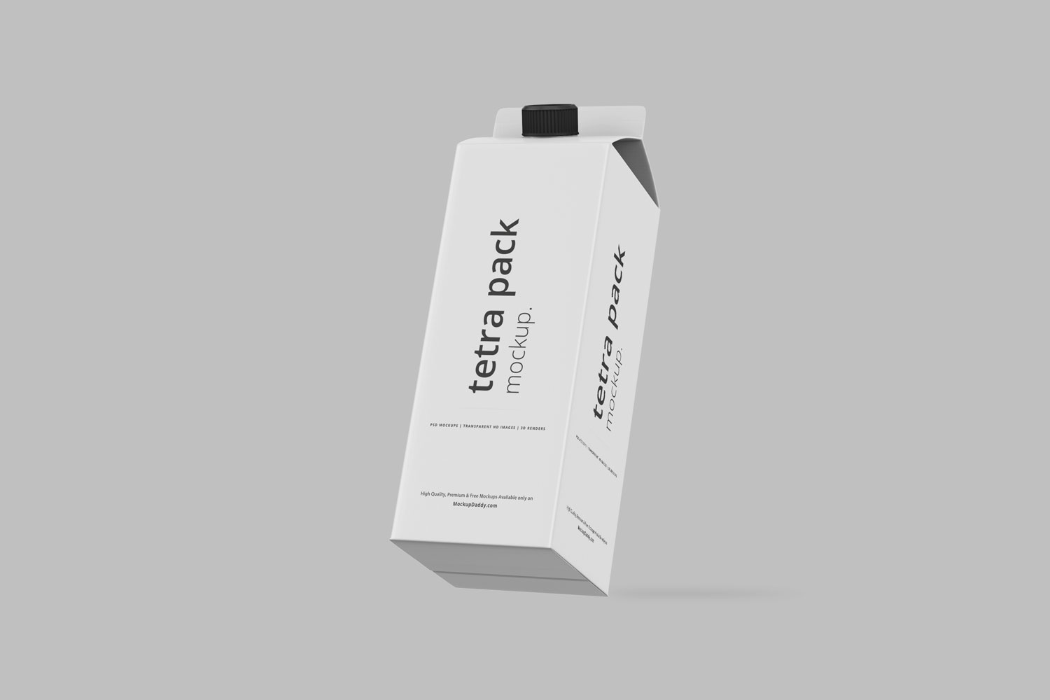 White Realistic Tetra Pack Mockup with black cap.