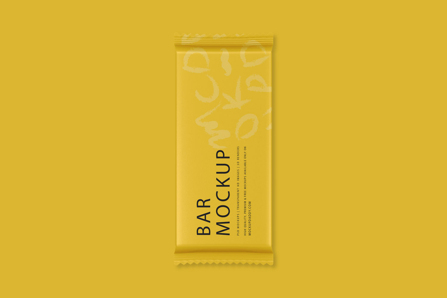 Yellow Rectangle Chocolate Wrapper Mockup with black text.
