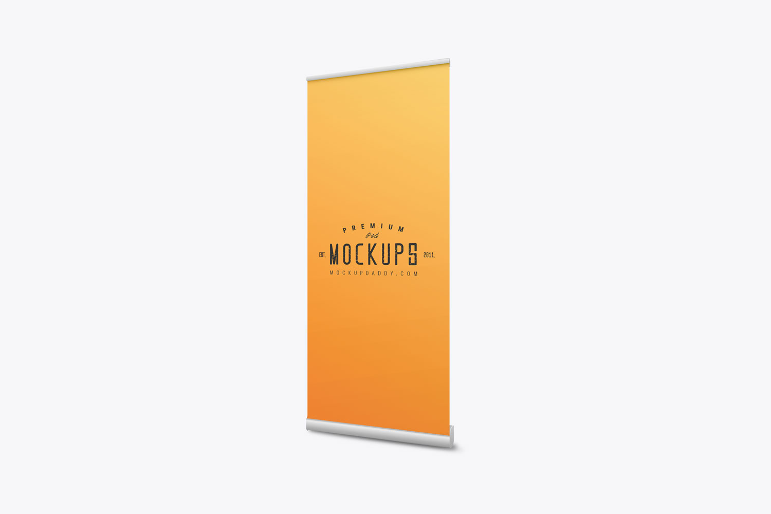 Digital roll-up banner mockup in side view 