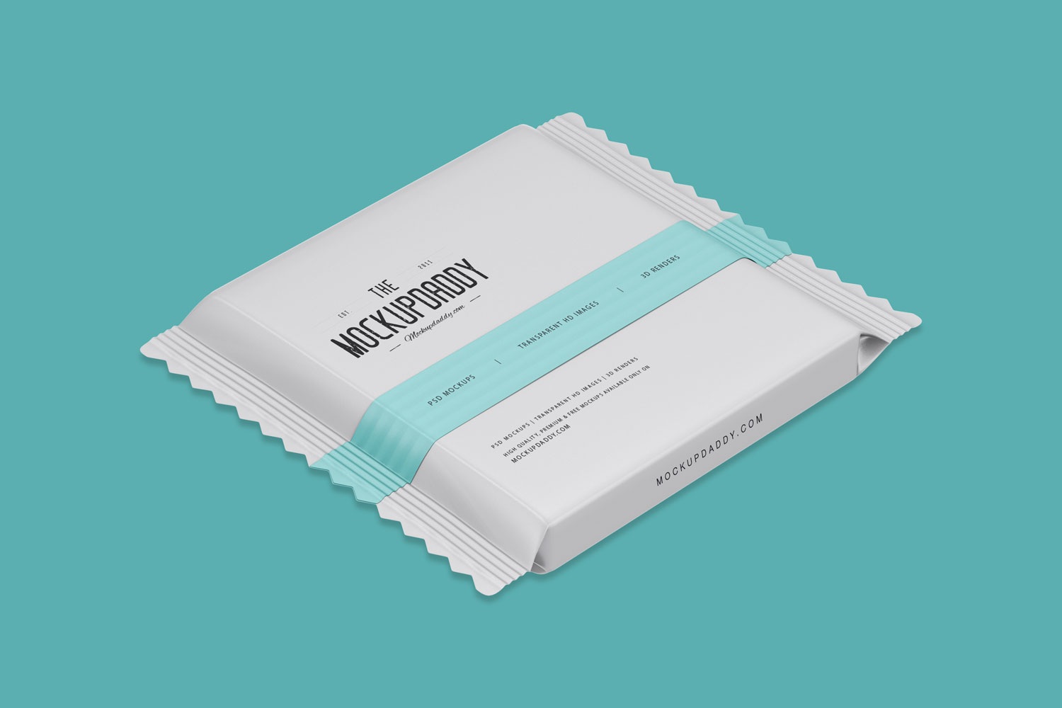 White small Chocolate Wrapper PSD mockup from the back side 