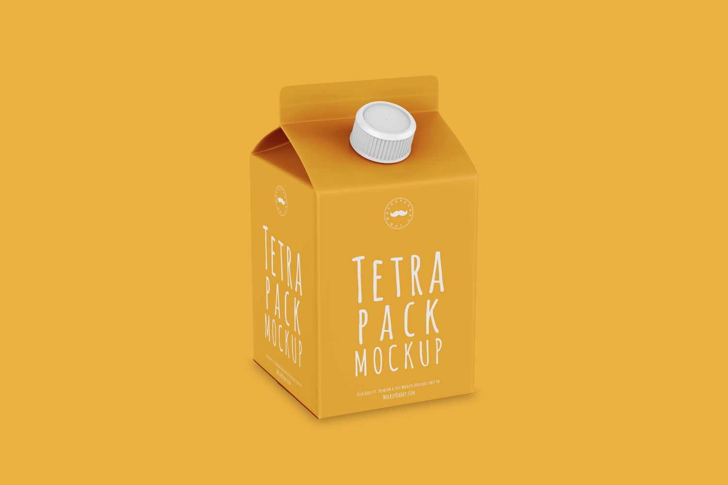 Small Orange Tetra Pack Mockup with white cap.