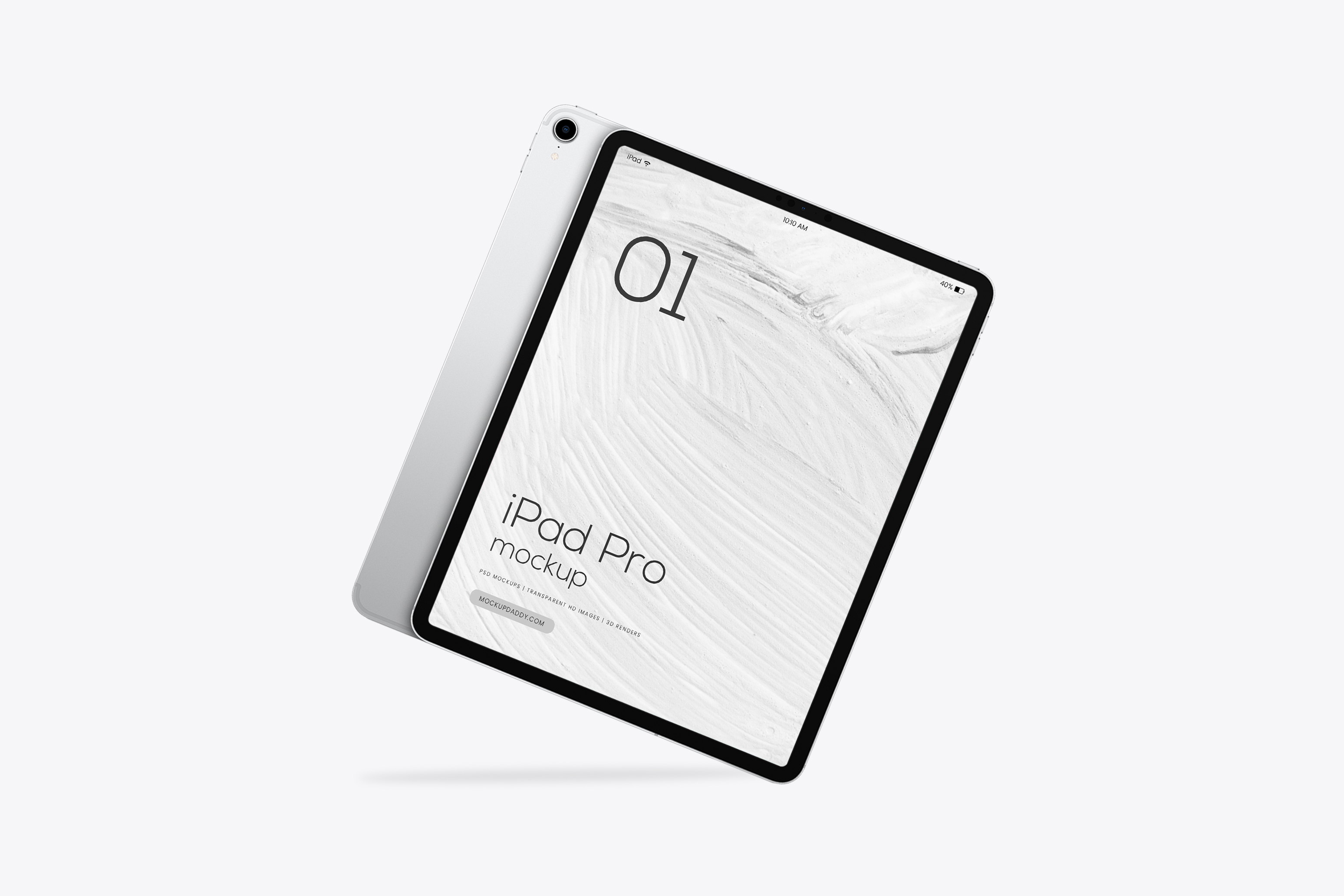 iPad Pro 12.9 inch Front and Back White Mockup