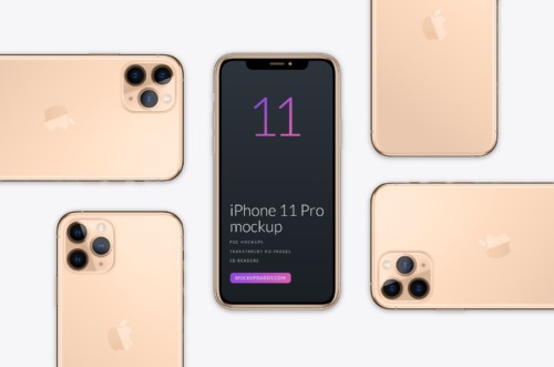 Free Gold iPhone 11 Pro Isometric Mockup