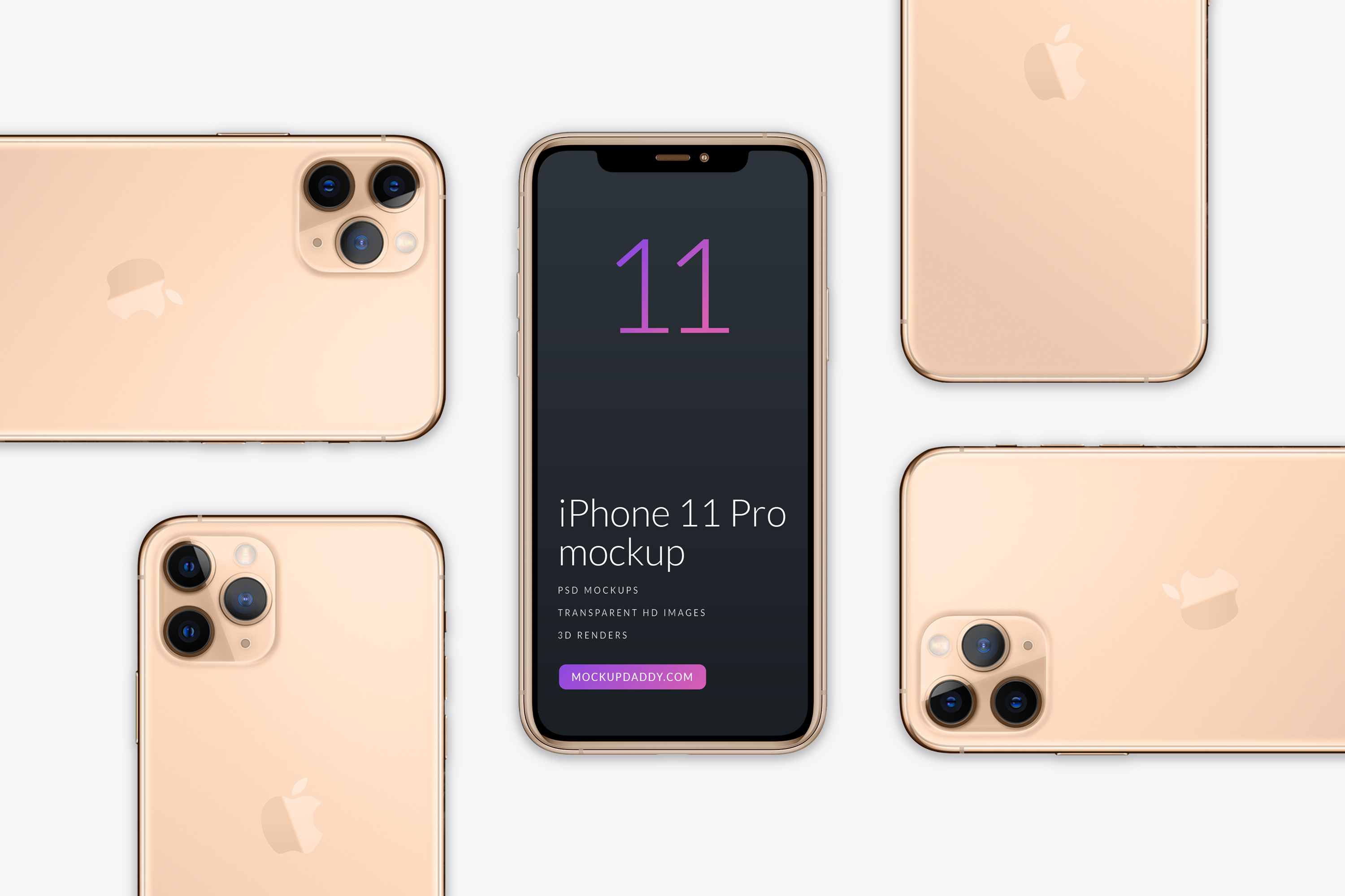 Download Free Gold Iphone 11 Pro Isometric Mockup Mockup Daddy