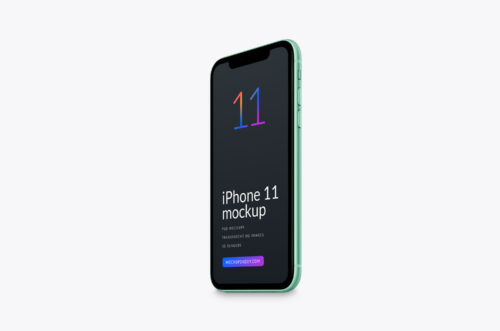 Green iPhone 11 Tilted Psd Mockup