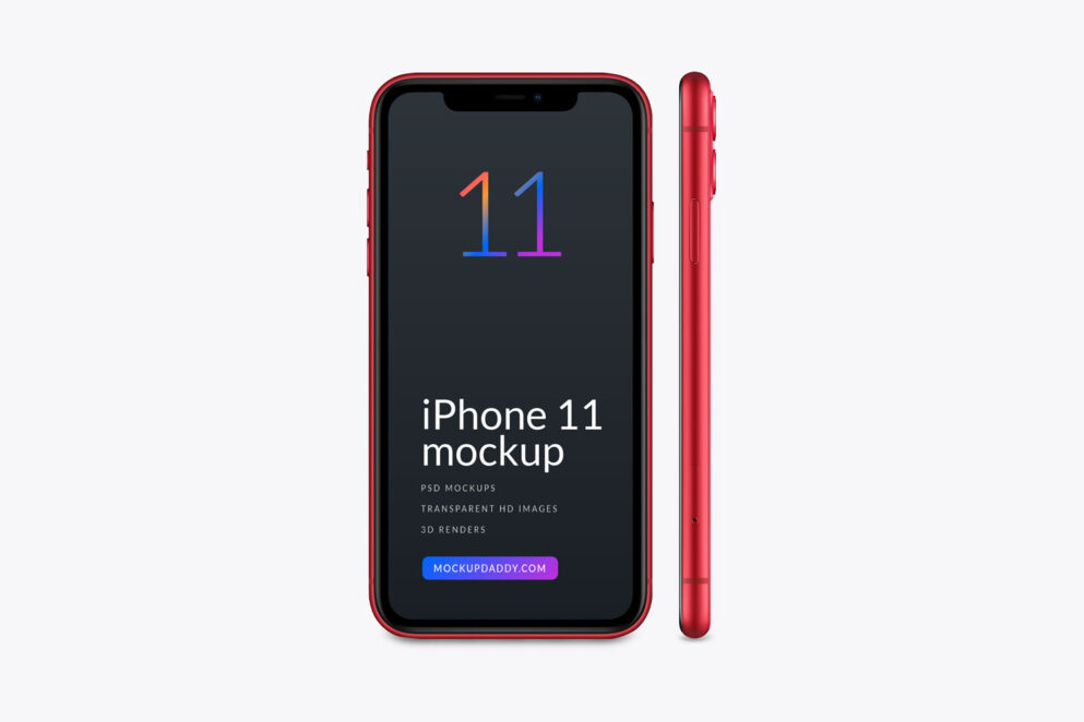 Red Color iPhone 11 Mockup Mockup Daddy
