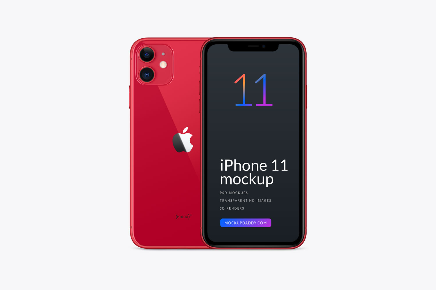 Red Color iPhone 11 Psd Mockup