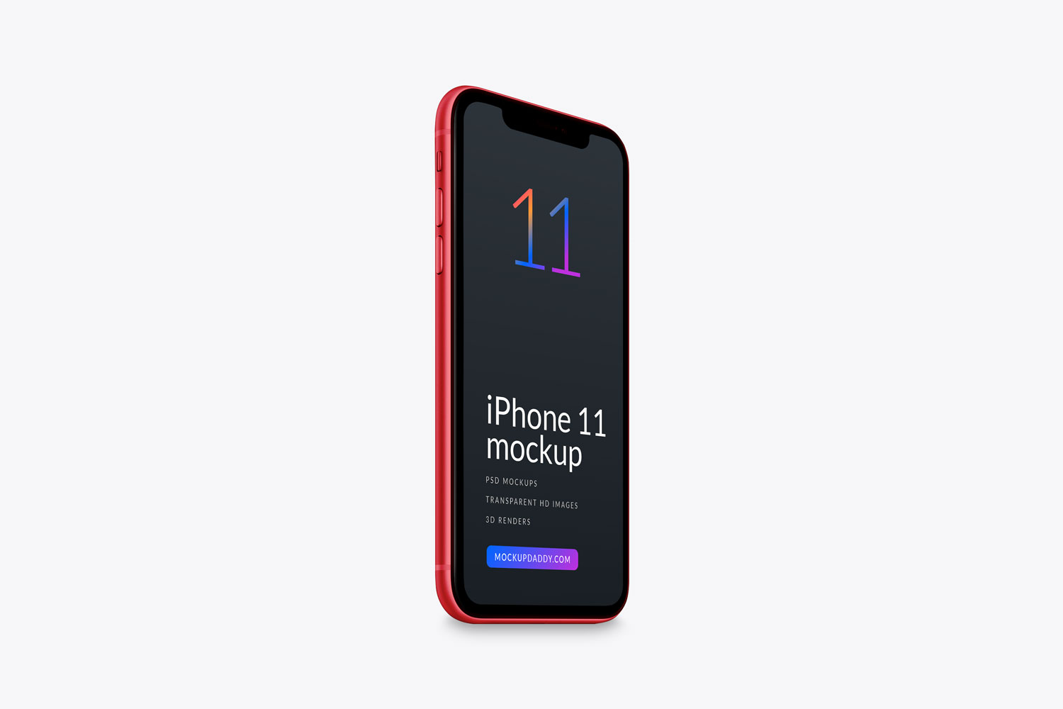 Red Color iPhone 11 Tilted Psd Mockup