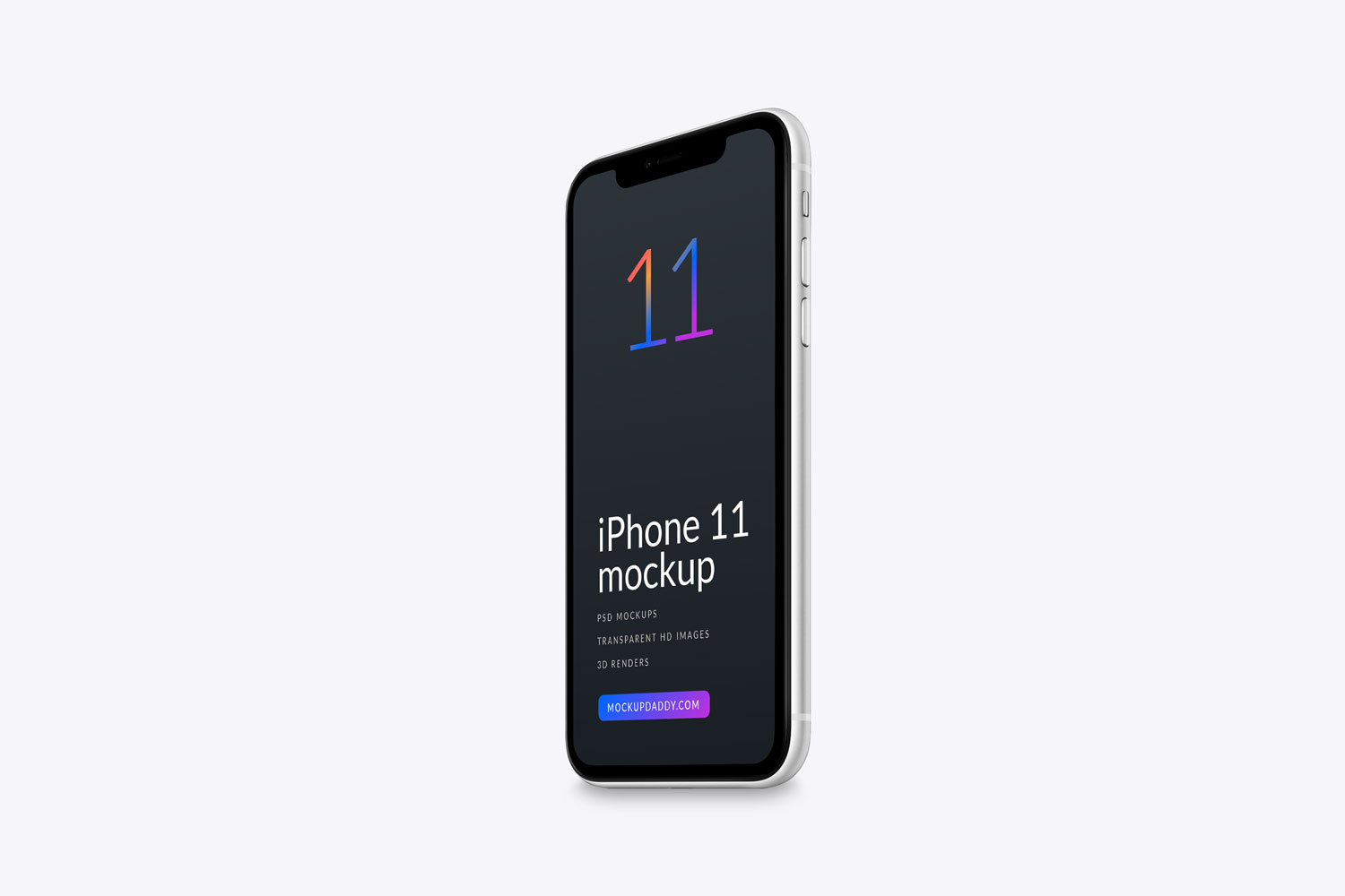 White Color iPhone 11 Tilted Mockup