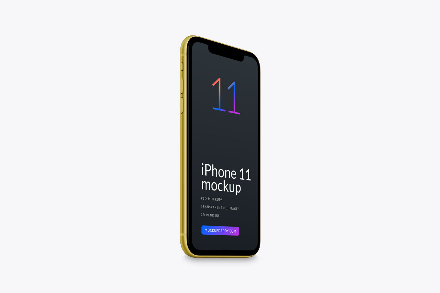 Yellow iPhone 11 Tilted Psd Mockup
