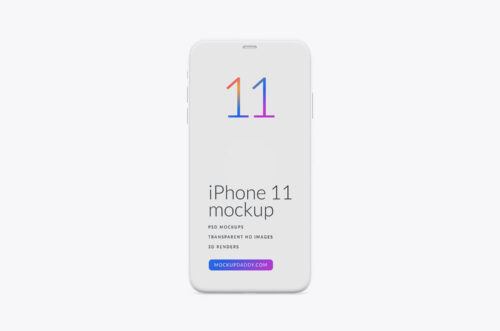iPhone 11 Clay Pro Front White Mockup