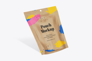  Brown Craft DoyPack PSD Mockup with multicolor label