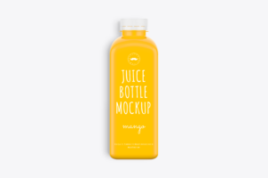 Mango Juice Bottle Clear Label Mockup