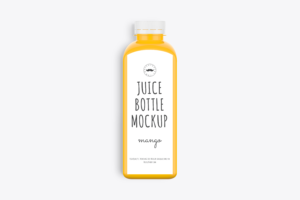 Mango Juice Bottle Mockup Top