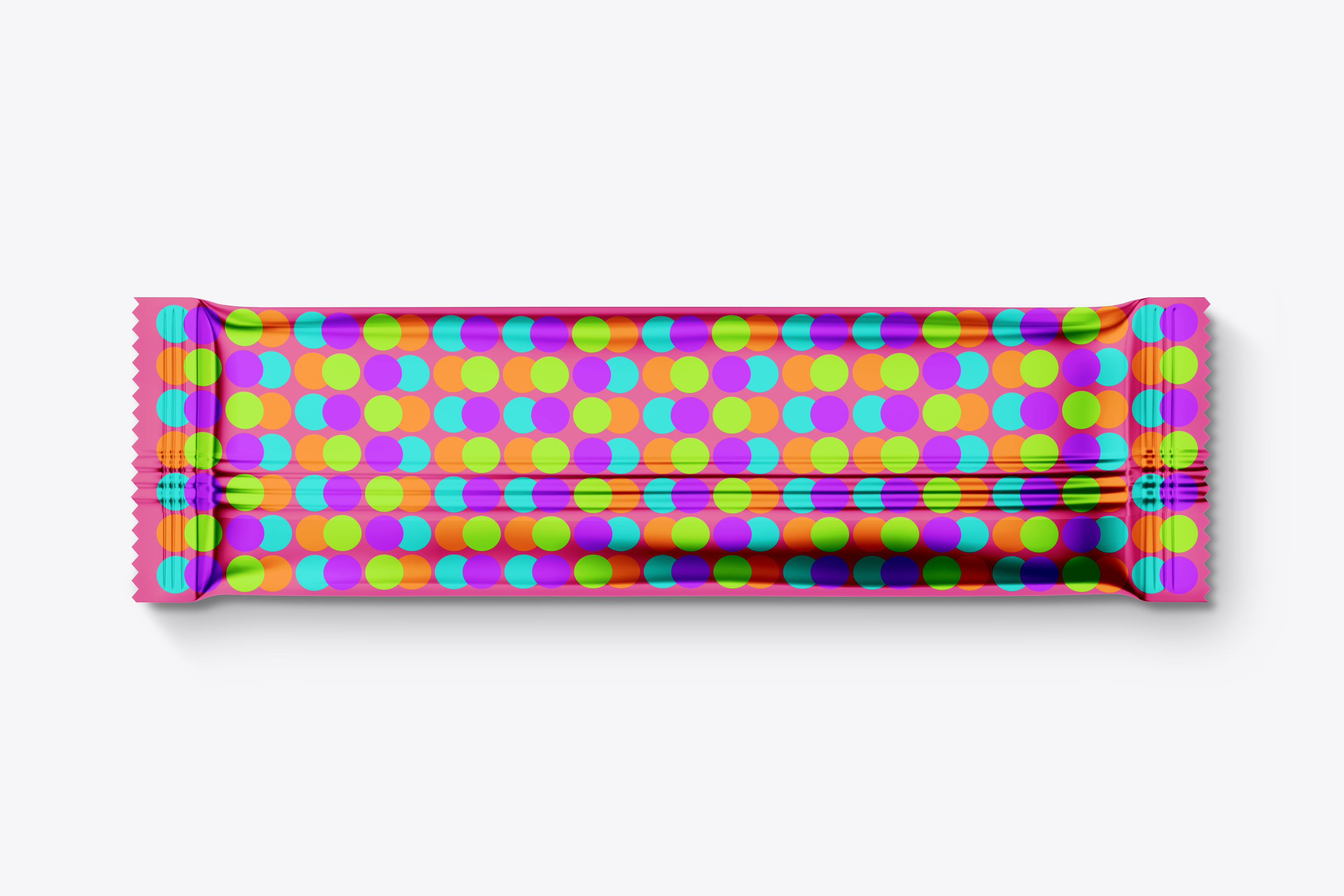 Protein Bar Mockup from the Backside with colorful dots.