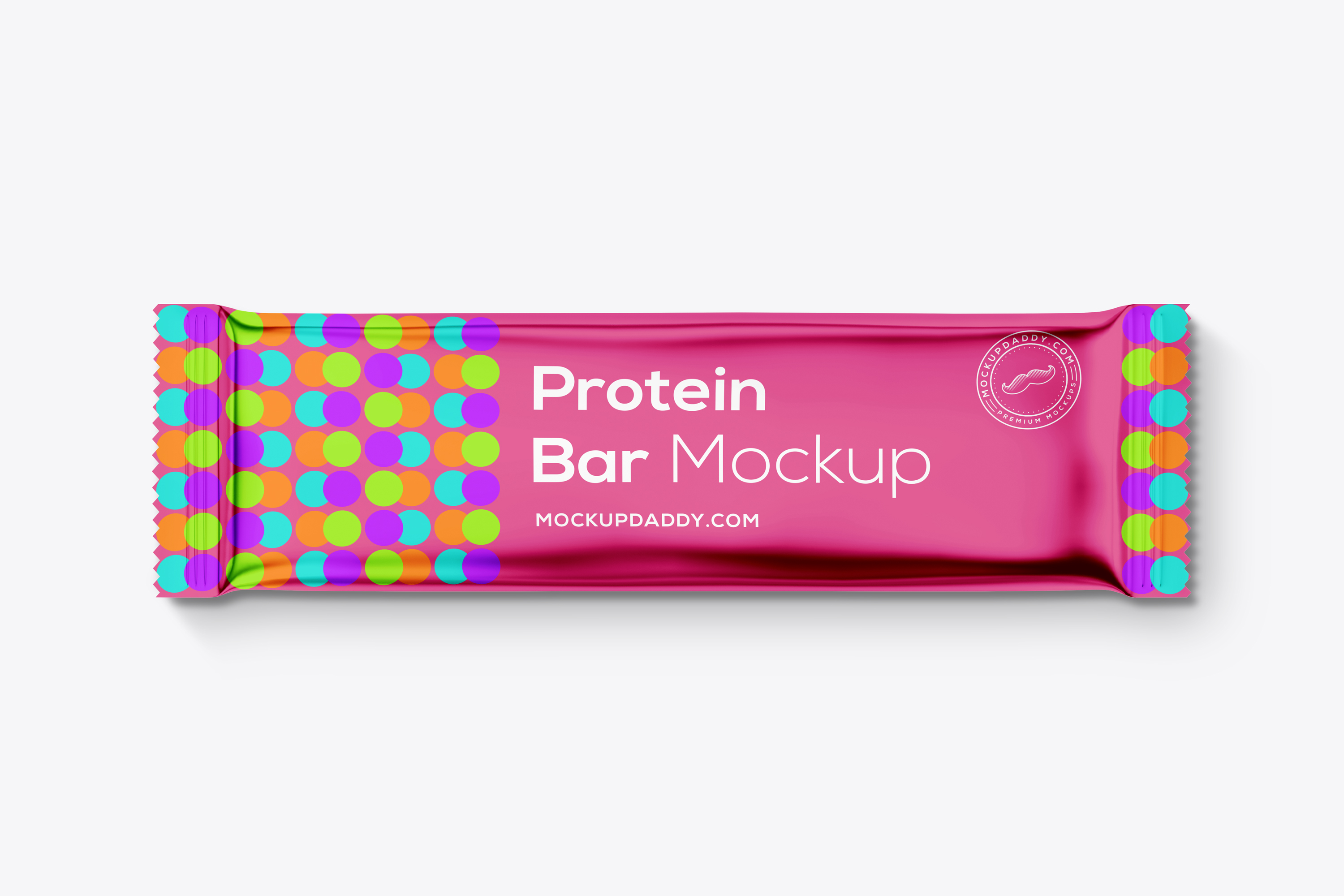 Digital mockup of a protein bar with customizable label.