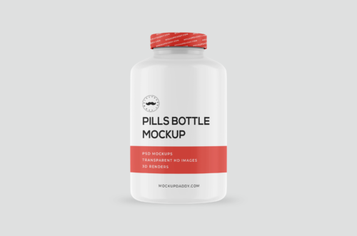 Supplement Pills Large Bottle Mockup Front