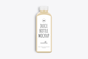 Vanilla Smoothie Bottle Mockup  with white label and black text and white cap