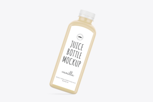 Digital mockup of vanilla smoothie bottle on white background.