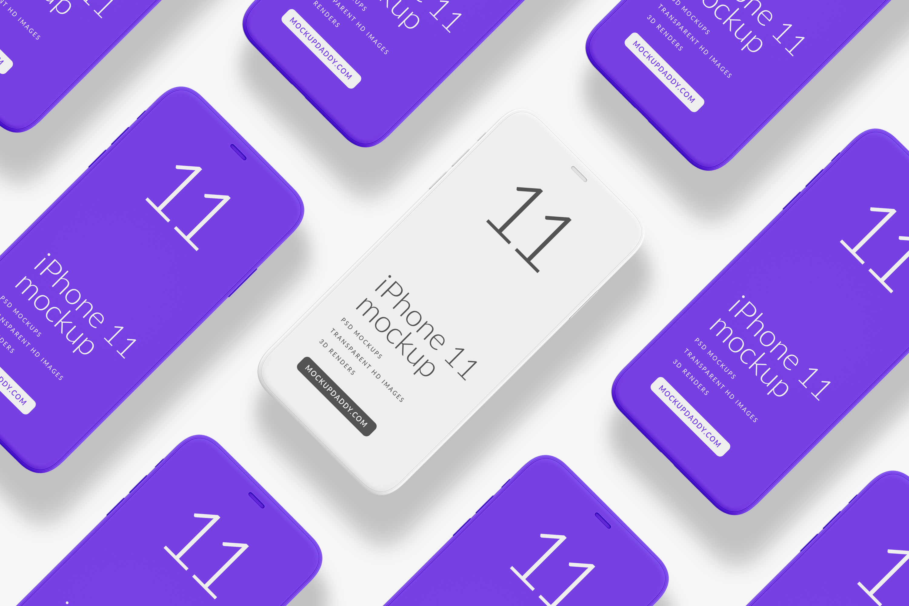 Download White iPhone 11 Isometric Mockup - Mockup Daddy